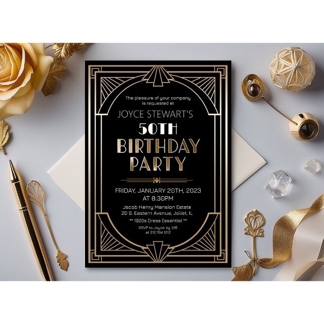 Invitation d'anniversaire Art Déco Roaring 20s (Créateur téléchargé)