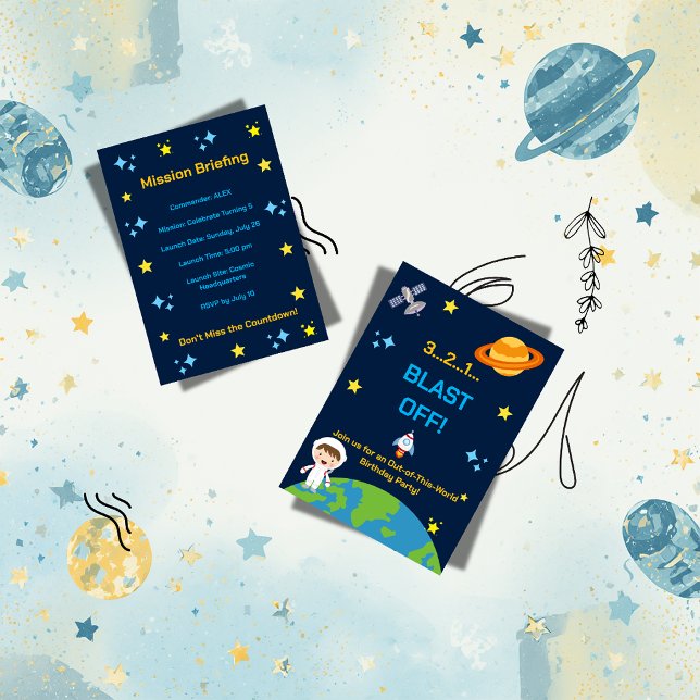 Invitation d'anniversaire astronaute dans l'espace (Créateur téléchargé)