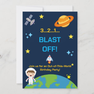 Invitation d'anniversaire astronaute dans l'espace