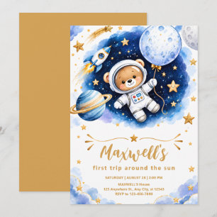 Invitation d'anniversaire Astronaute Espace 1ère a