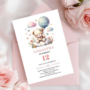 Invitation d'anniversaire au ballon floral avec un