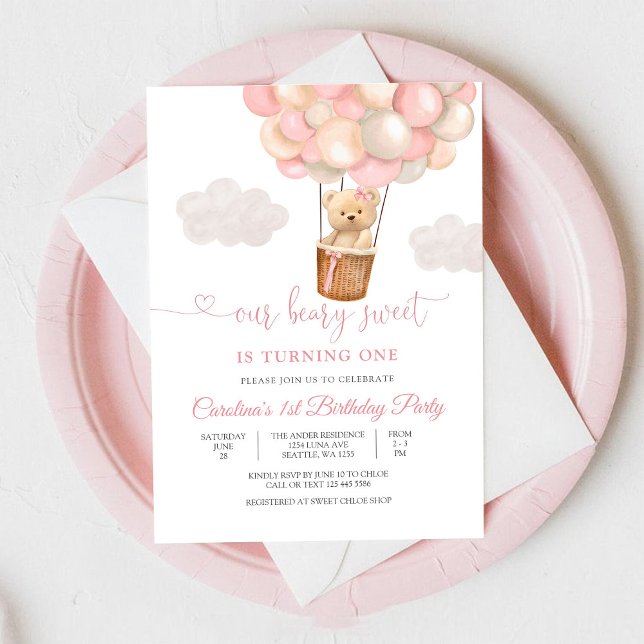 Invitation d'anniversaire au ballon très mignonne (Créateur téléchargé)