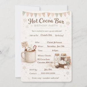 Invitation d'anniversaire au Bar de Chocolat Chaud