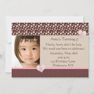 Invitation d'anniversaire au chocolat rose