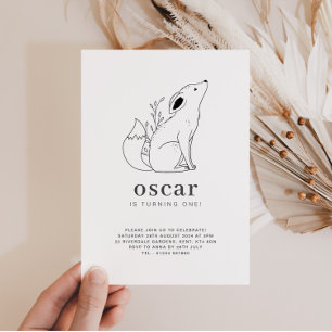 Invitation d'anniversaire au dessin de renard en l