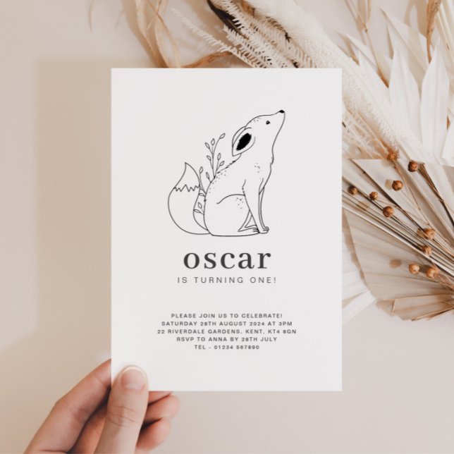 Invitation d'anniversaire au dessin de renard en l (Créateur téléchargé)