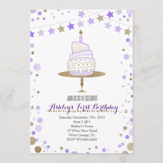 Invitation d'anniversaire au gâteau Gold Parties s