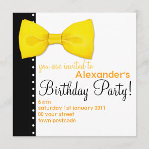 Invitation d'anniversaire au nœud papillon citron