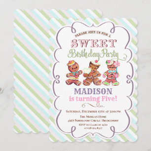 Invitation d'anniversaire au pain d'épices vintage