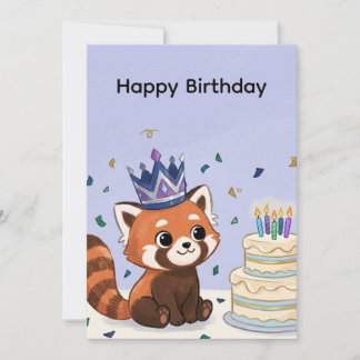 Invitation d'anniversaire au panda roux mignon