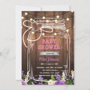 Invitation d'anniversaire au pot Mason violet pour