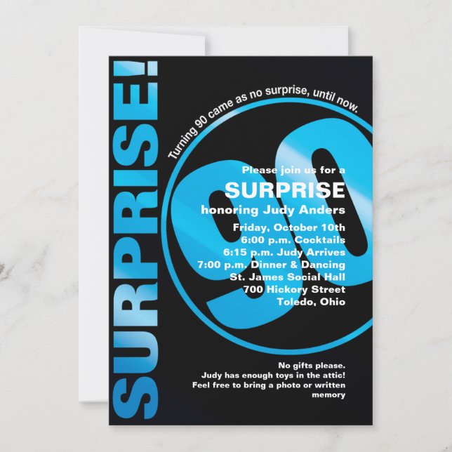 Invitation d'anniversaire audacieuse surprise - Bl (Devant)
