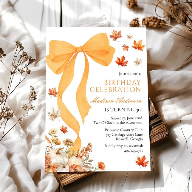 Invitation d'anniversaire automnal Coquette (Créateur téléchargé)