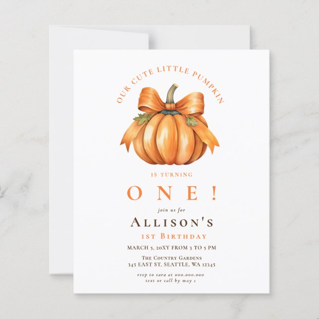 Invitation d'anniversaire automnal Coquette Bow Pu (Devant)