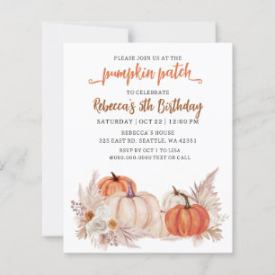 Invitation d'anniversaire automnal Patch Citrouill