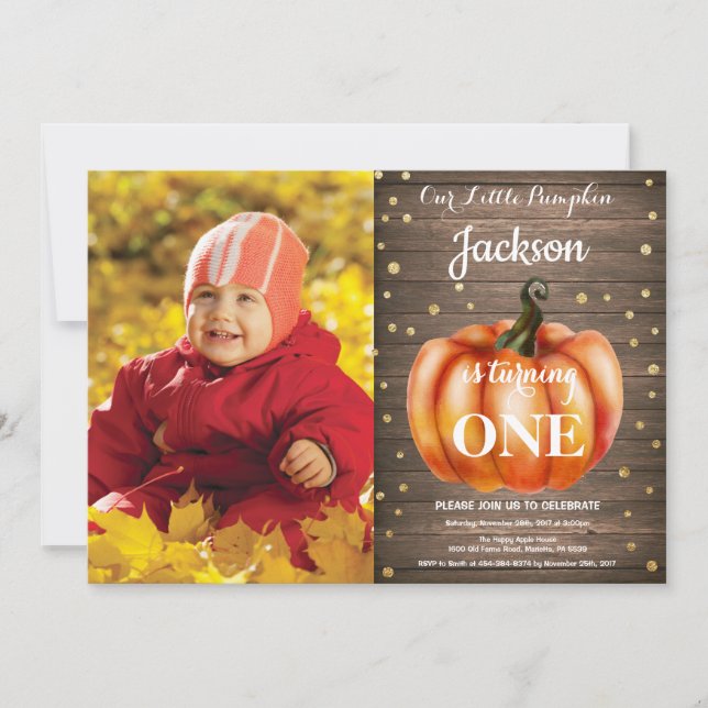 Invitation d'anniversaire automnale citrouille rus (Devant)