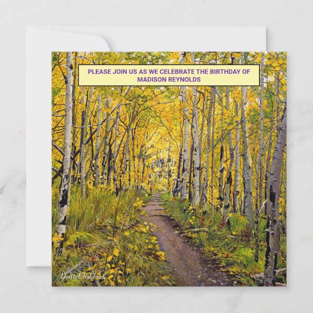 Invitation d'anniversaire Automne Aspen – Forêt Do (Devant)