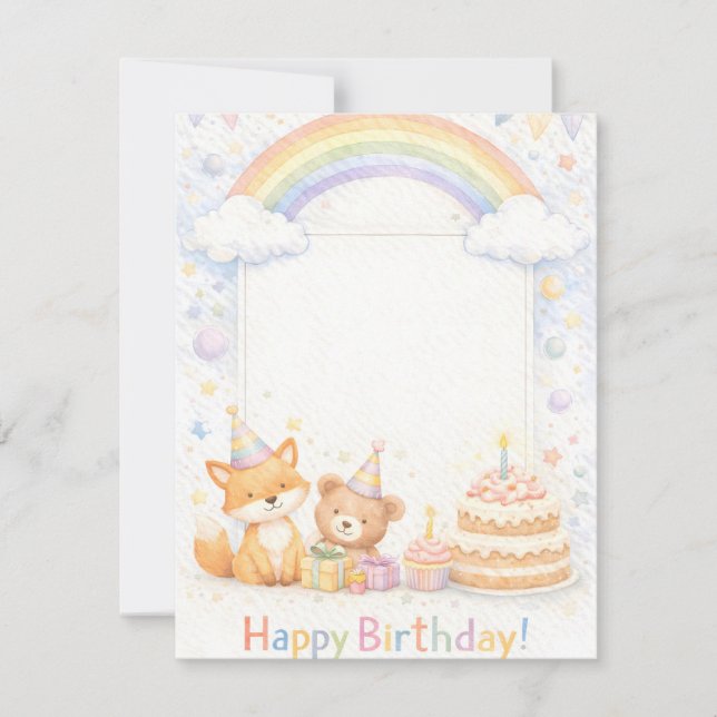 Invitation d'anniversaire aux animaux mignons de l (Devant)