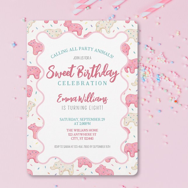 Invitation d'anniversaire aux biscuits animaux gla (Créateur téléchargé)