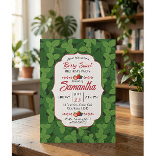 Invitation d'anniversaire aux feuilles vertes et b