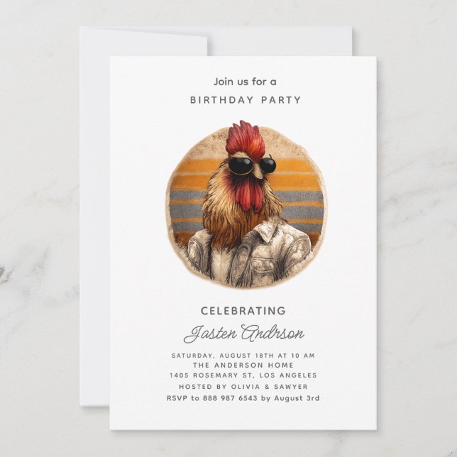 Invitation d'anniversaire aux fleurs roses (Devant)