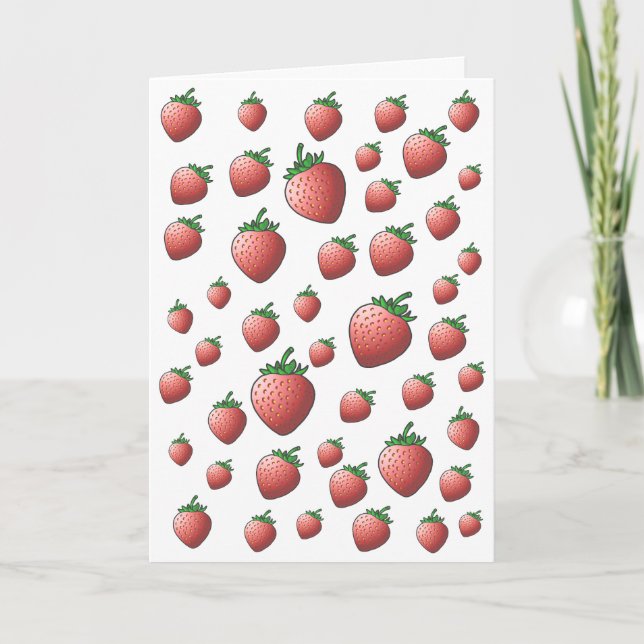 Invitation d'anniversaire aux fraises (Devant)