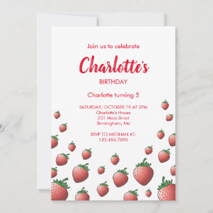 Invitation d'anniversaire aux fraises