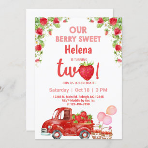 Invitation d'anniversaire aux fraises de baies suc