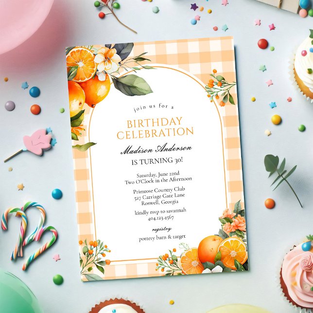 Invitation d'anniversaire aux fruits orange (Créateur téléchargé)