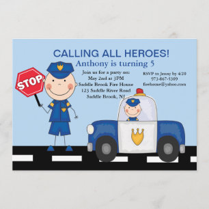 Invitation d'anniversaire aux héros des policiers