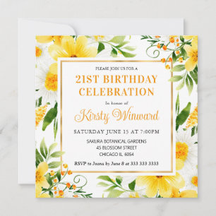Invitation d'anniversaire aux marguerites aquarell