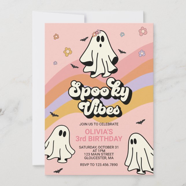 Invitation d'anniversaire aux VIBES effrayantes d' (Devant)