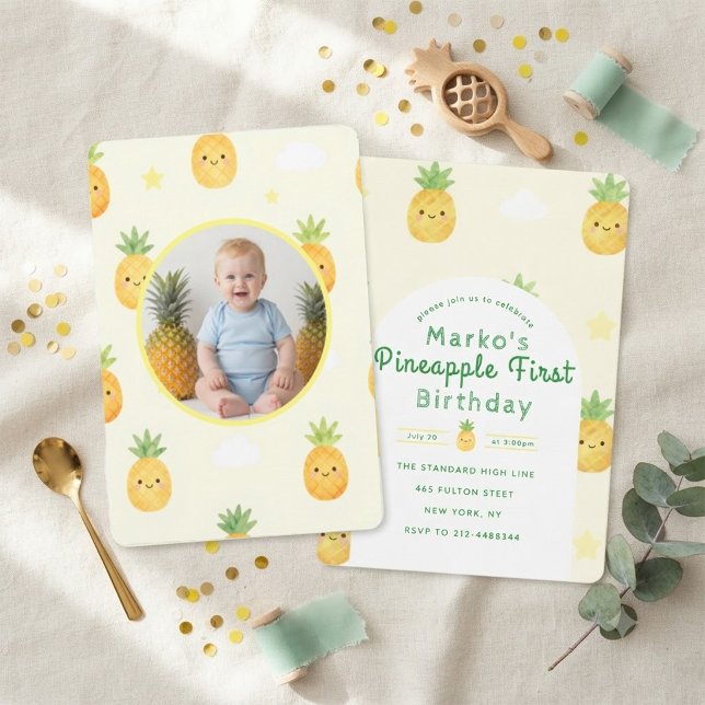 Invitation d'anniversaire avec ananas pour le prem (Créateur téléchargé)