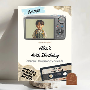 Invitation d'anniversaire avec appareil photo numé