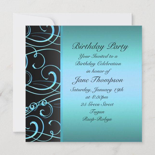 Invitation d'anniversaire avec bordure latérale to (Devant)