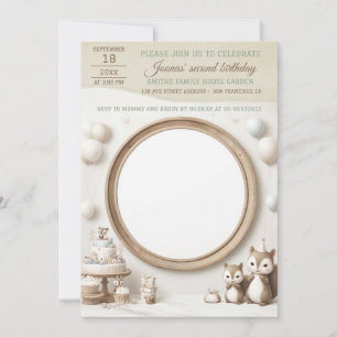 Invitation d'anniversaire avec cadre d'écureuil po