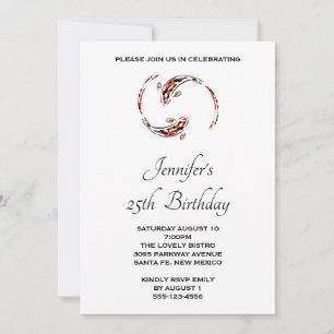 Invitation d'anniversaire avec carpes koï japonais