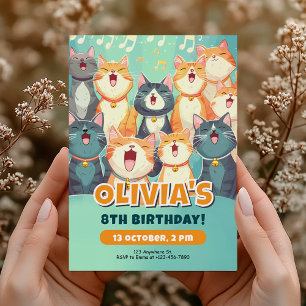 Invitation d'anniversaire avec chats chanteurs