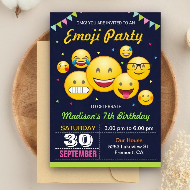 Invitation d'anniversaire avec des émoticônes mign (Créateur téléchargé)