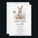 Invitation d'anniversaire avec des fleurs sauvages<br><div class="desc">Invitation pour un premier anniversaire sur le thème de Some Bunny avec des fleurs sauvages. Texte facile à modifier. Pour une personnalisation plus poussée,  veuillez cliquer sur "Modifier à l'aide de l'outil de conception". Plus d'options dans notre boutique,  ou contactez-nous.</div>
