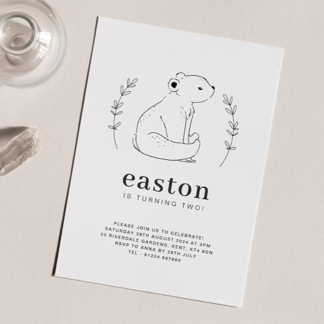 Invitation d'anniversaire avec dessin ours en lign (Créateur téléchargé)