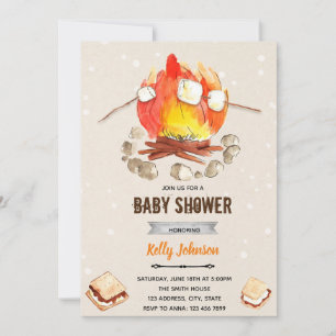 Invitation d'anniversaire avec douche de s'mores a
