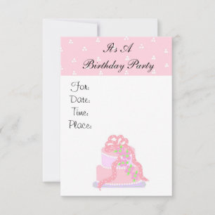 Invitation d'anniversaire avec gâteau rose