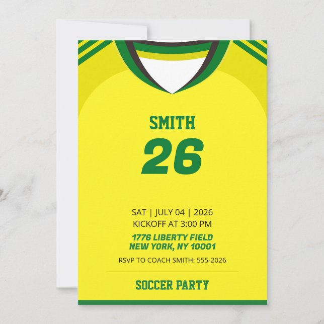 Invitation d'anniversaire avec maillot de foot per (Devant)