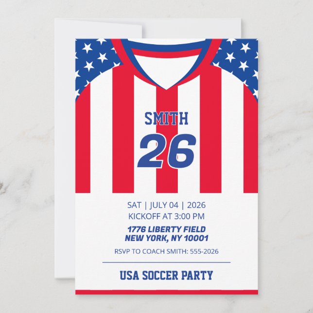 Invitation d'anniversaire avec maillot de football (Devant)