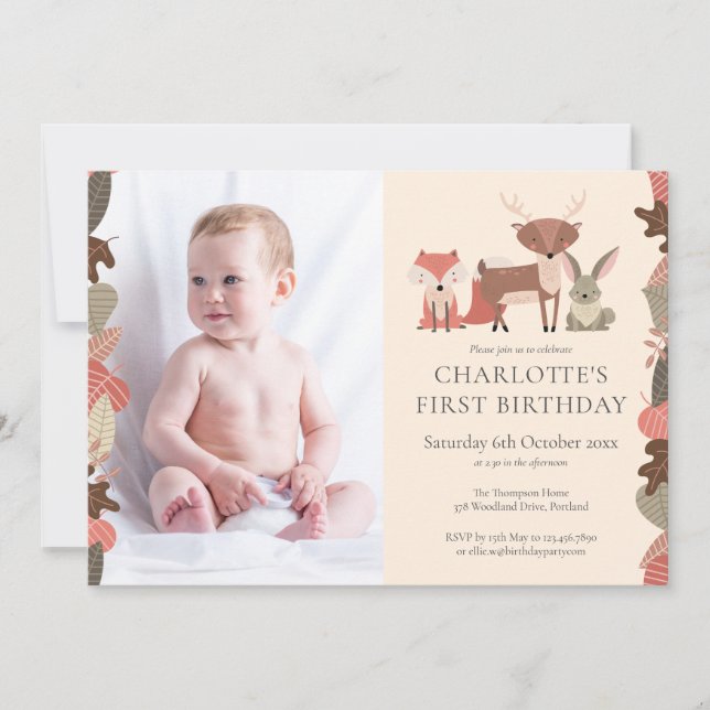 Invitation d'anniversaire avec photo d'animaux de  (Devant)