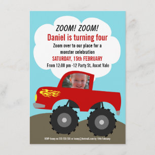 Invitation d'anniversaire avec photo de camion mon