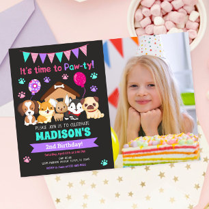 Invitation d'anniversaire avec photo de chiot / Fê
