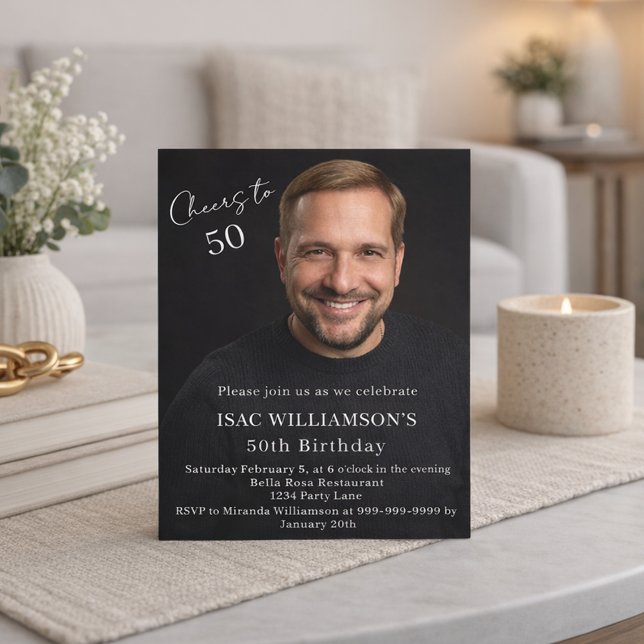 Invitation d'anniversaire avec photo de l'homme qu (Créateur téléchargé)