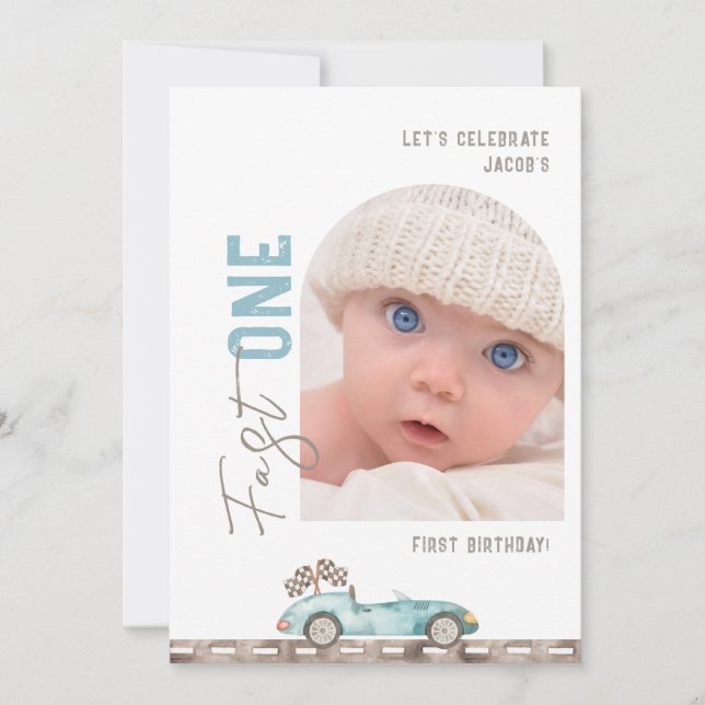 Invitation d'anniversaire avec photo de voiture de (Devant)